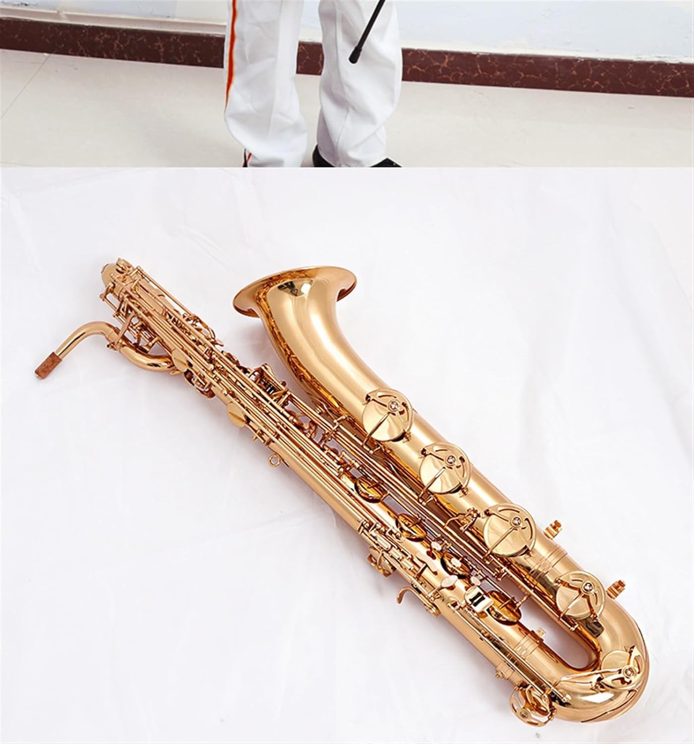 VBDEFRT Bass Saxophone Wind Instrument E Flat Professional Bass Saxophone