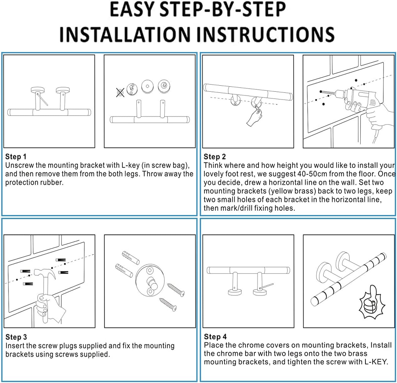 Shower Foot Rest,Brushed Nickel Shower Footrest for Shaving Legs,Knurled Brass Bar Shower Step Foot Ledge for Bathroom/Spa Wall Mount