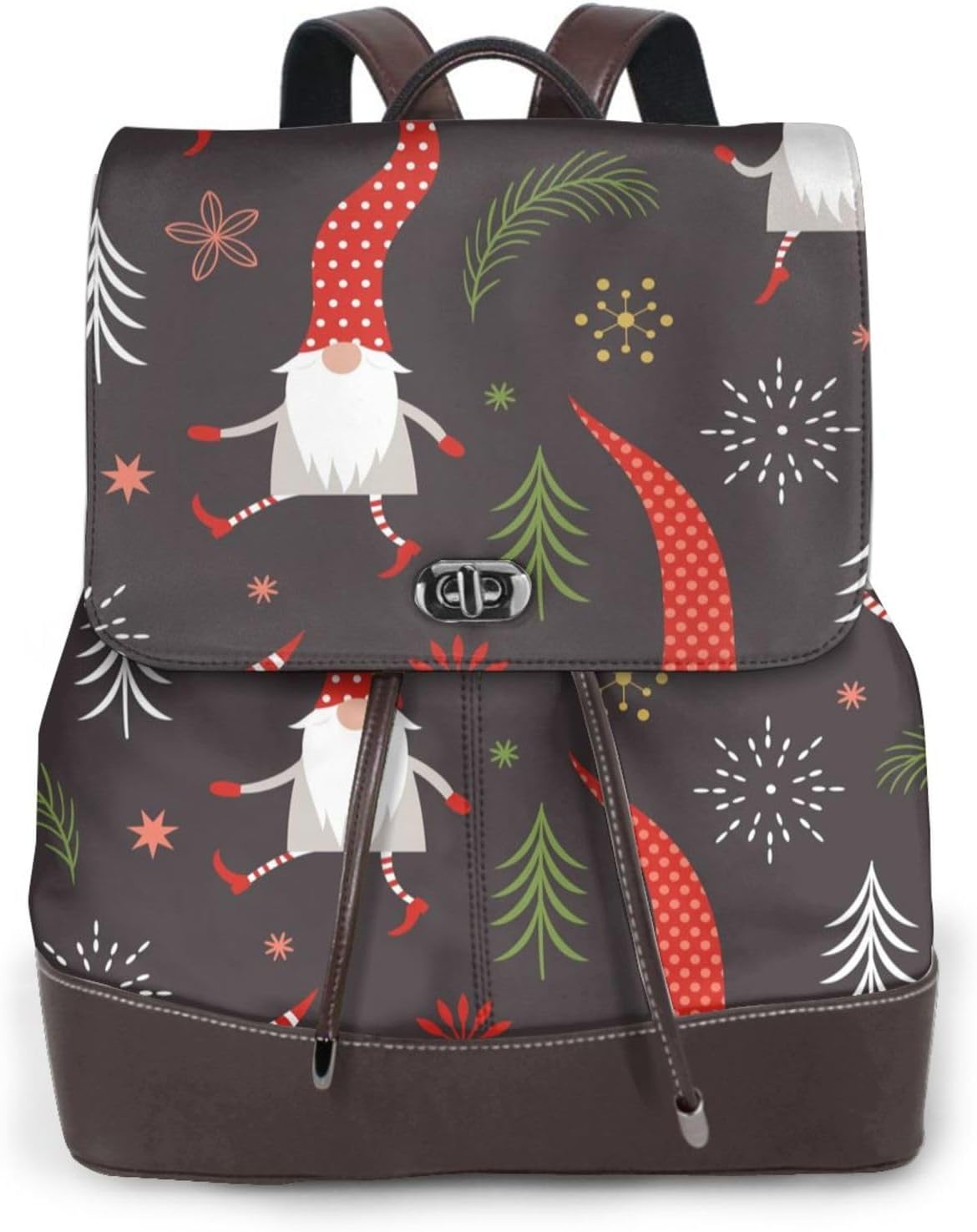 Cute Christmas Gnomes for Womens Backpack Purse Microfiber PU Anti-theft Large Fashion Designer Travel Bag Ladies Shoulder Bags