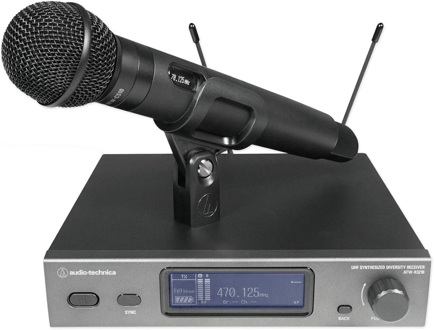 ATW-3212-C510EE1 - Audio Technica - ATW-R3210 receiver and ATW-T3202 handheld transmitter with ATW-C510 cardioid dynamic microphone capsule- band EE1