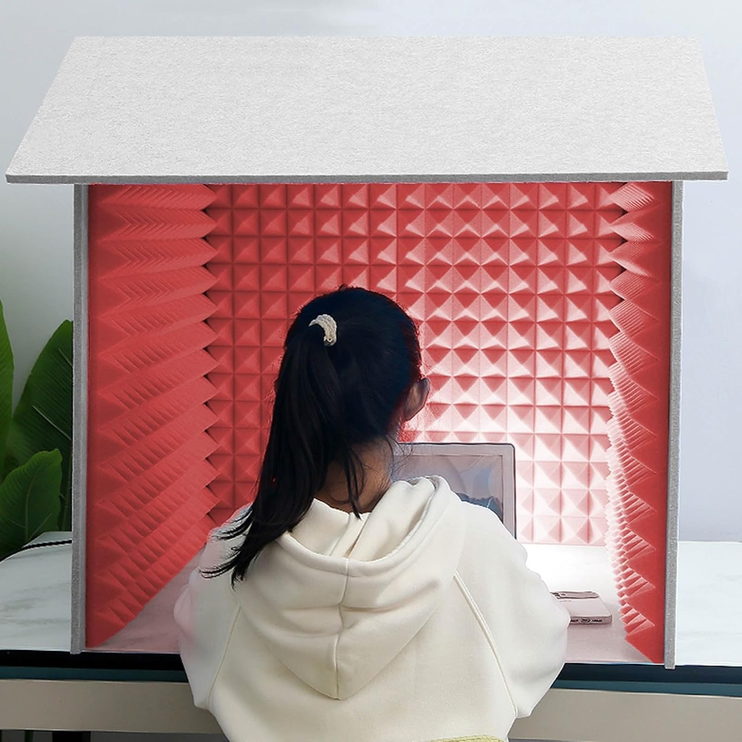 Home Studio Soundproof Room, Portable Recording Studio, Recording Studio Equipment, Sound Absorbing Enclosure (Red)