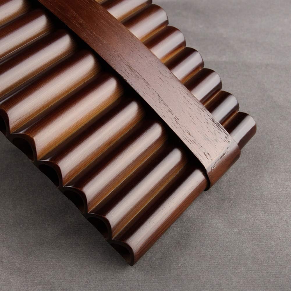22/25 Pipes C Key Professional Pan Flute Chinese Traditional Musical Instrument Pan Pipes Easy to Learn with Exquisite Brown Pan Pipes Flute and Black PU Bag Included (25-Left Hand)