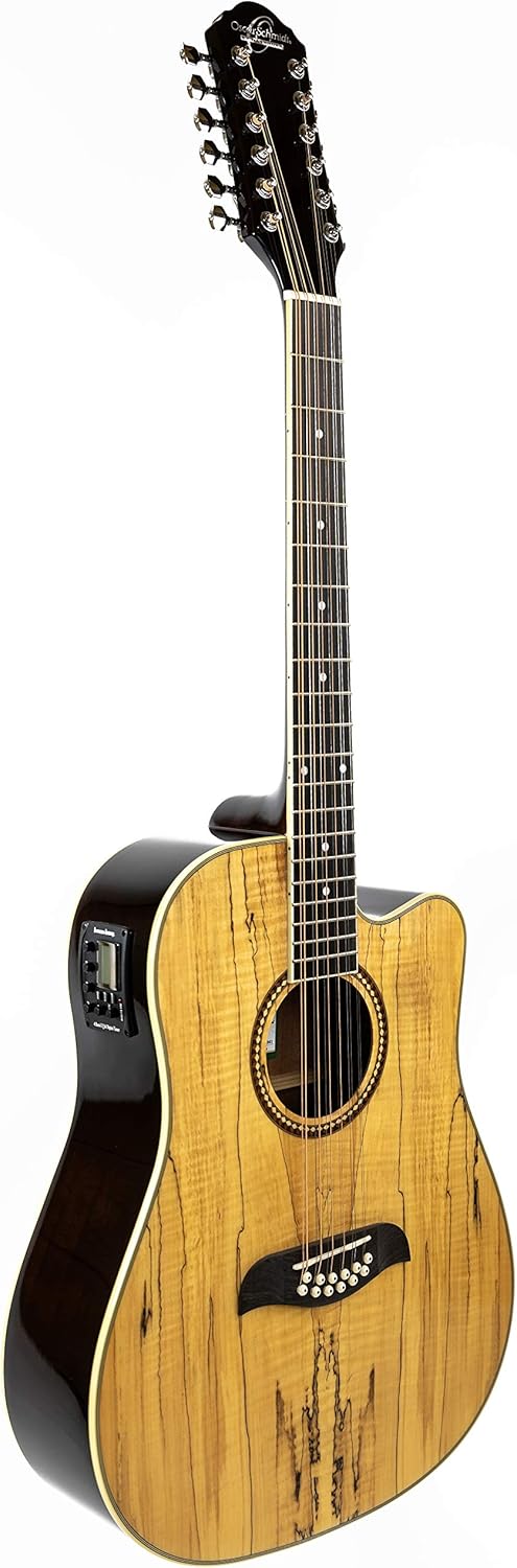 Oscar Schmidt 12 String Acoustic Guitar, Right, Spalted Maple (OD312CESM-A)