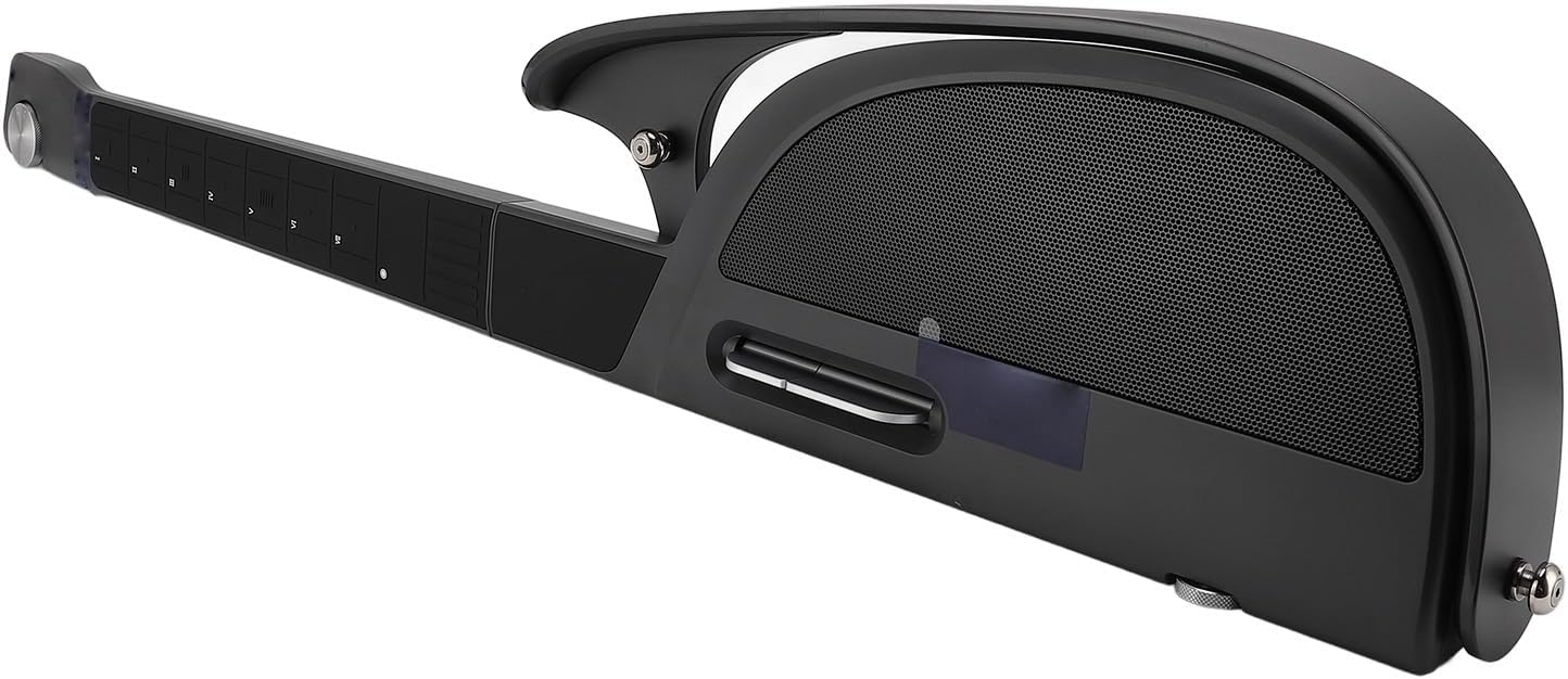 Stringless Guit Stringless, Powerful Chord Synthesizer, Interactive Sheet Music, Automatic Drum Machine for Easy Rhythm Style Transformation Foldable (Black Grey)
