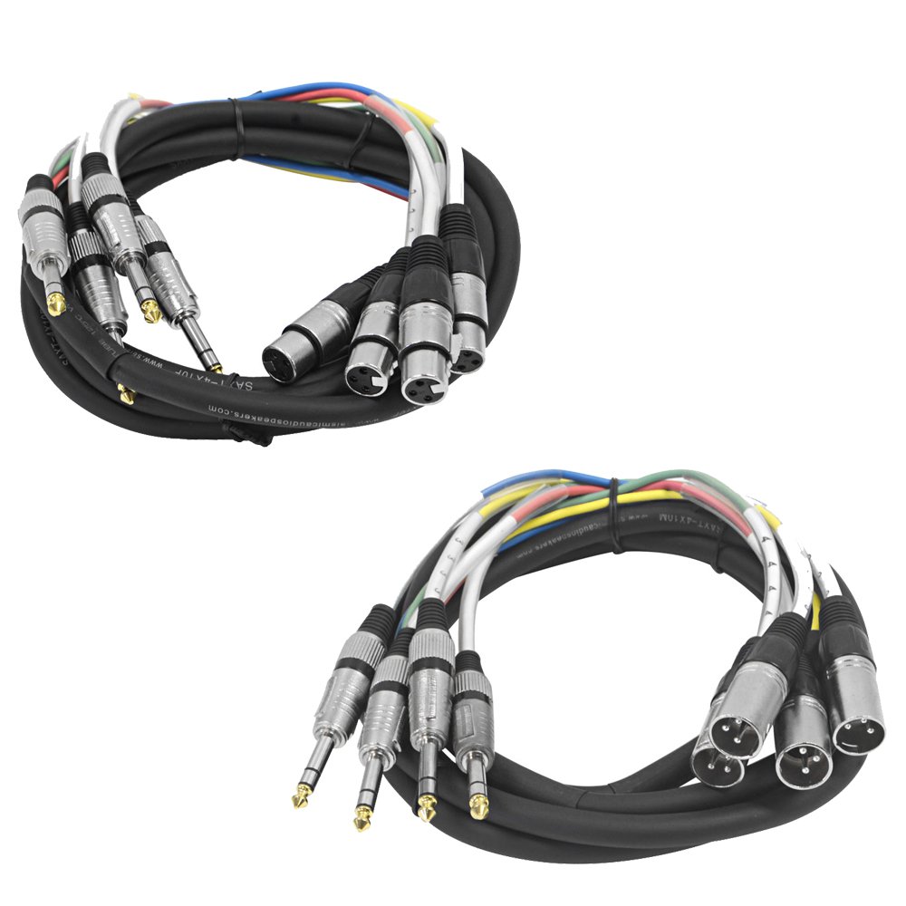 Seismic Audio - SAXT-4x10_MF - 4 Channel 10 Foot 1/4 Inch TRS to XLR Male and XLR Female Snake Cable Bundle