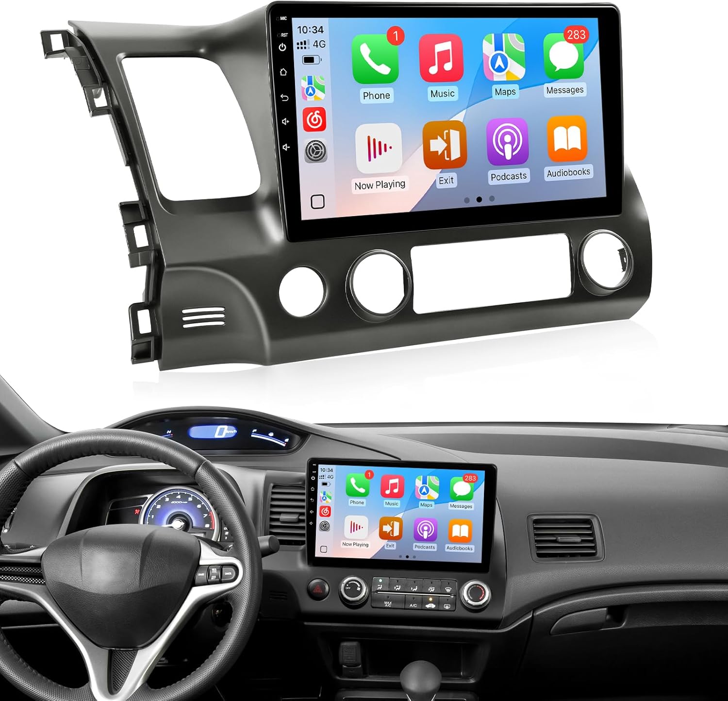 Upgrades Stereo for Honda Civic 2006-2011 Radio Wireless Apple Carplay Android Auto Leadfan 10.1