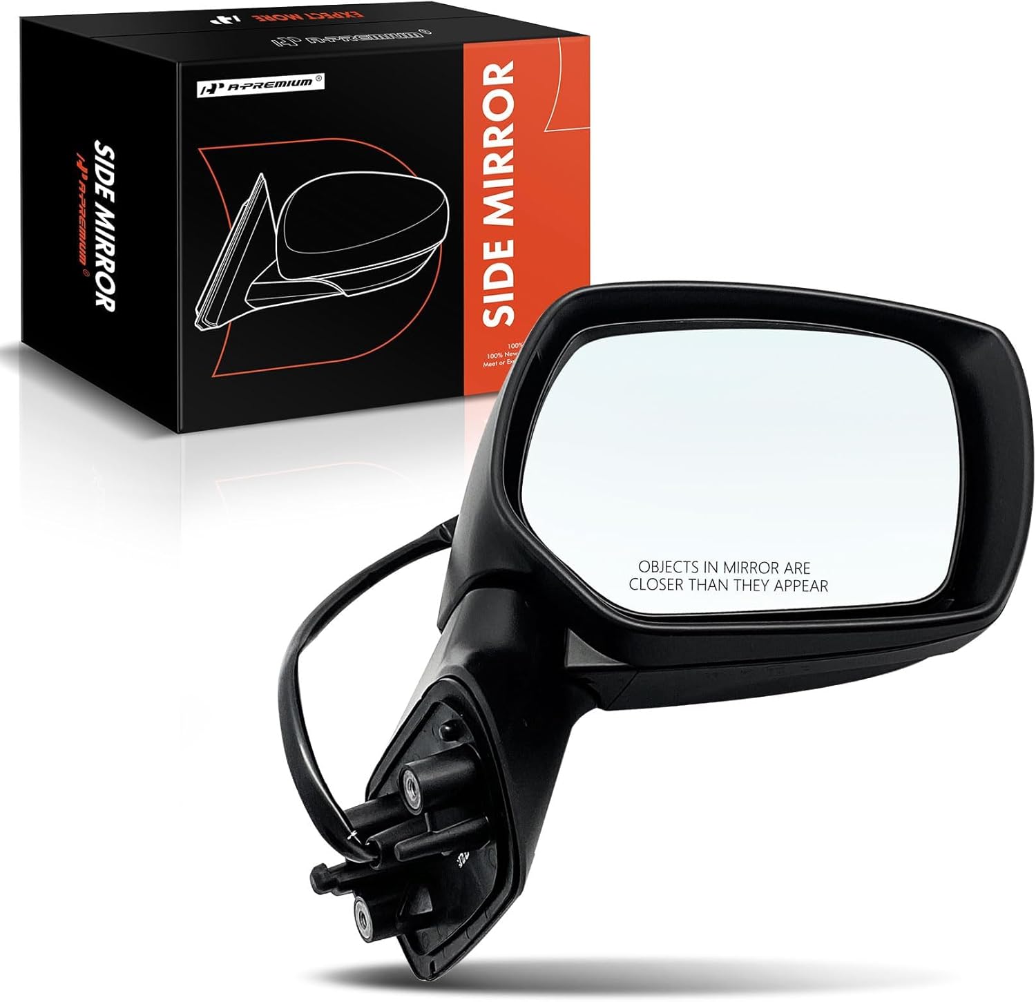 A-Premium Passenger Side Power Door Mirror - Compatible with Subaru Forester 2014 2015 2016 2017 2018 - Heated Manual Folding Black Smooth Outside Rear View Mirror - Replace# 91036SG012