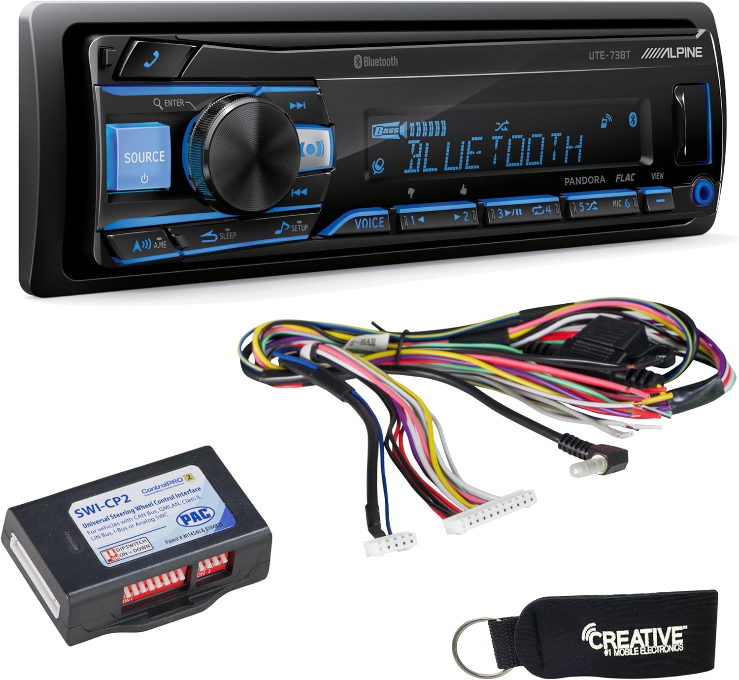 Alpine UTE-73BT Mech-Less Bluetooth Digital Media Receiver with SWI-CP2 Steering Wheel Interface