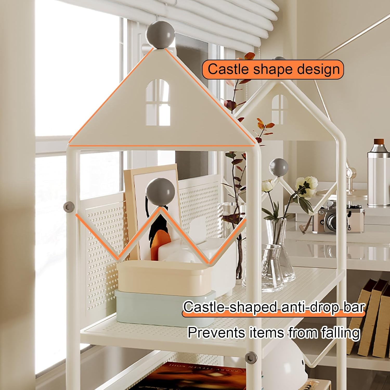 Metal Bookshelf with 360°Rotation Wheels, Creative Library Cart, Floor Standing Bookcase, Open Vertical Iron Art Storage Display Rack for Home Office Living Room(Black,114cm/44.9in)