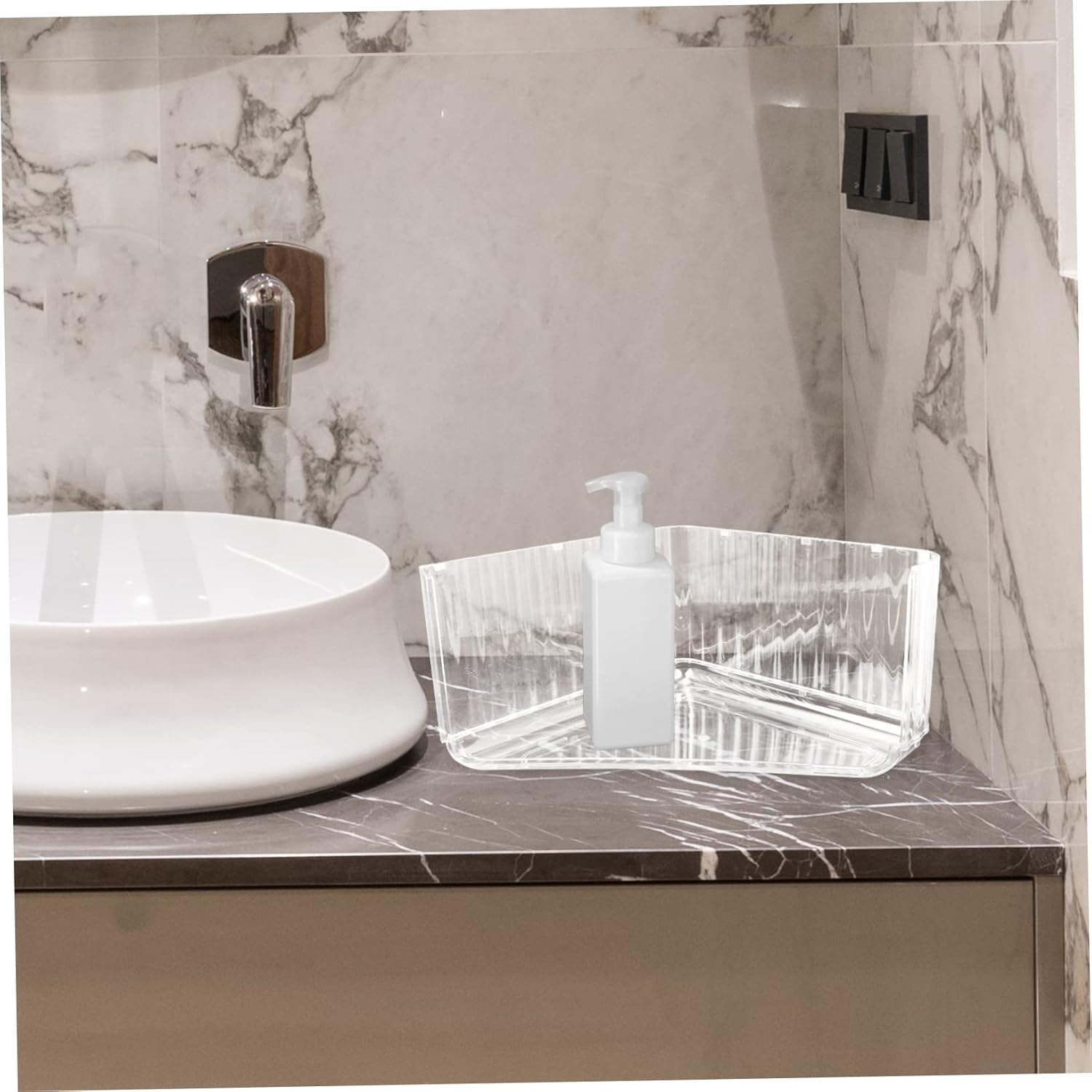 2pcs Triangle Shelf Corner Shower Wall Mount Shelves Clear Tub Clear Wall Shelf Makeup Wall Mounted Shelves Bathroom Shelf Punch- Corner Rack Perfume Organizer Storage Ac