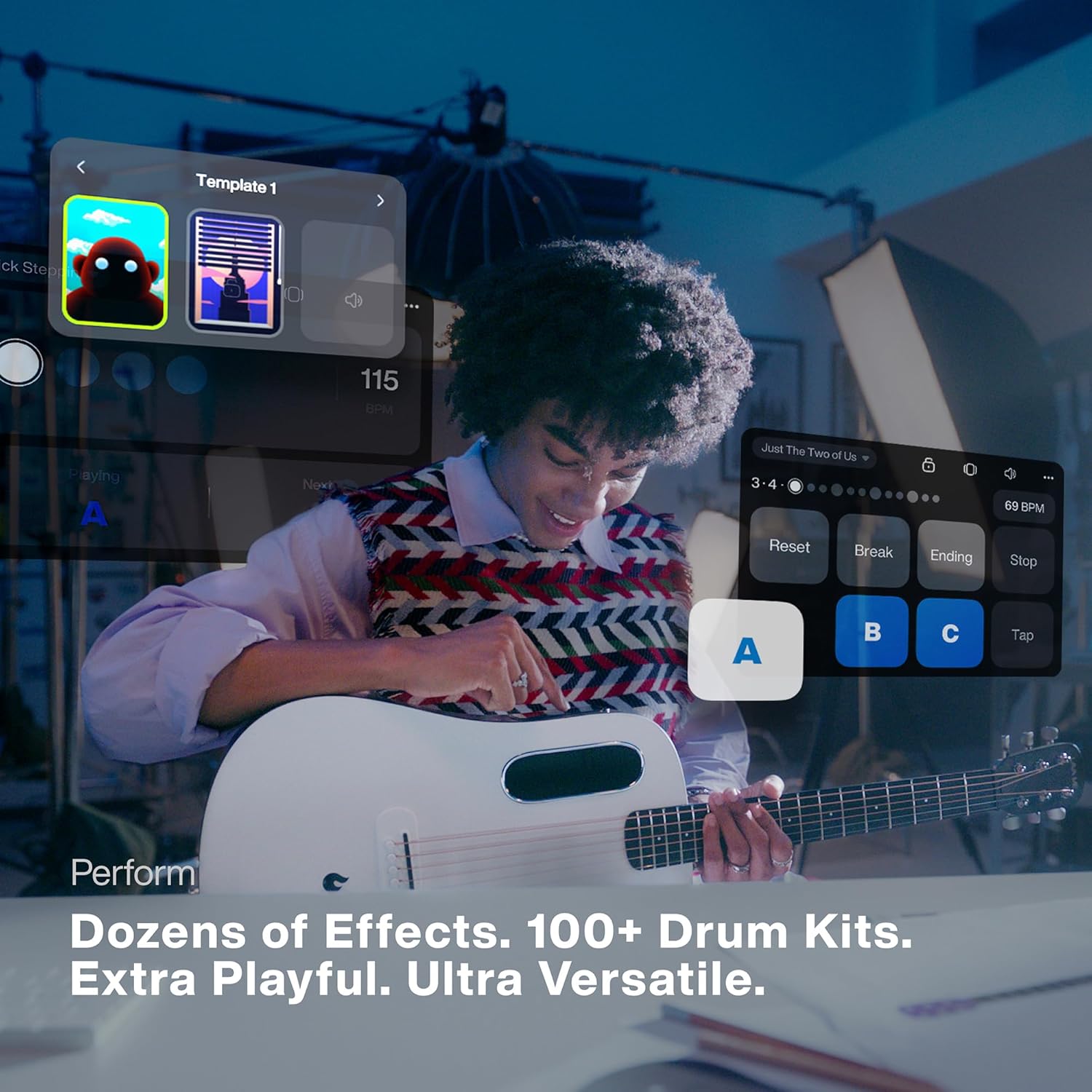 LAVA ME PLAY Smart Guitars,HILAVA 2.0 System Acoustic Electric Guitar,Right Handed 6 Steels String Acustica Guitarra For Adults & Teens & Beginner (36', LITE BAG,Nightfall & Frost White)