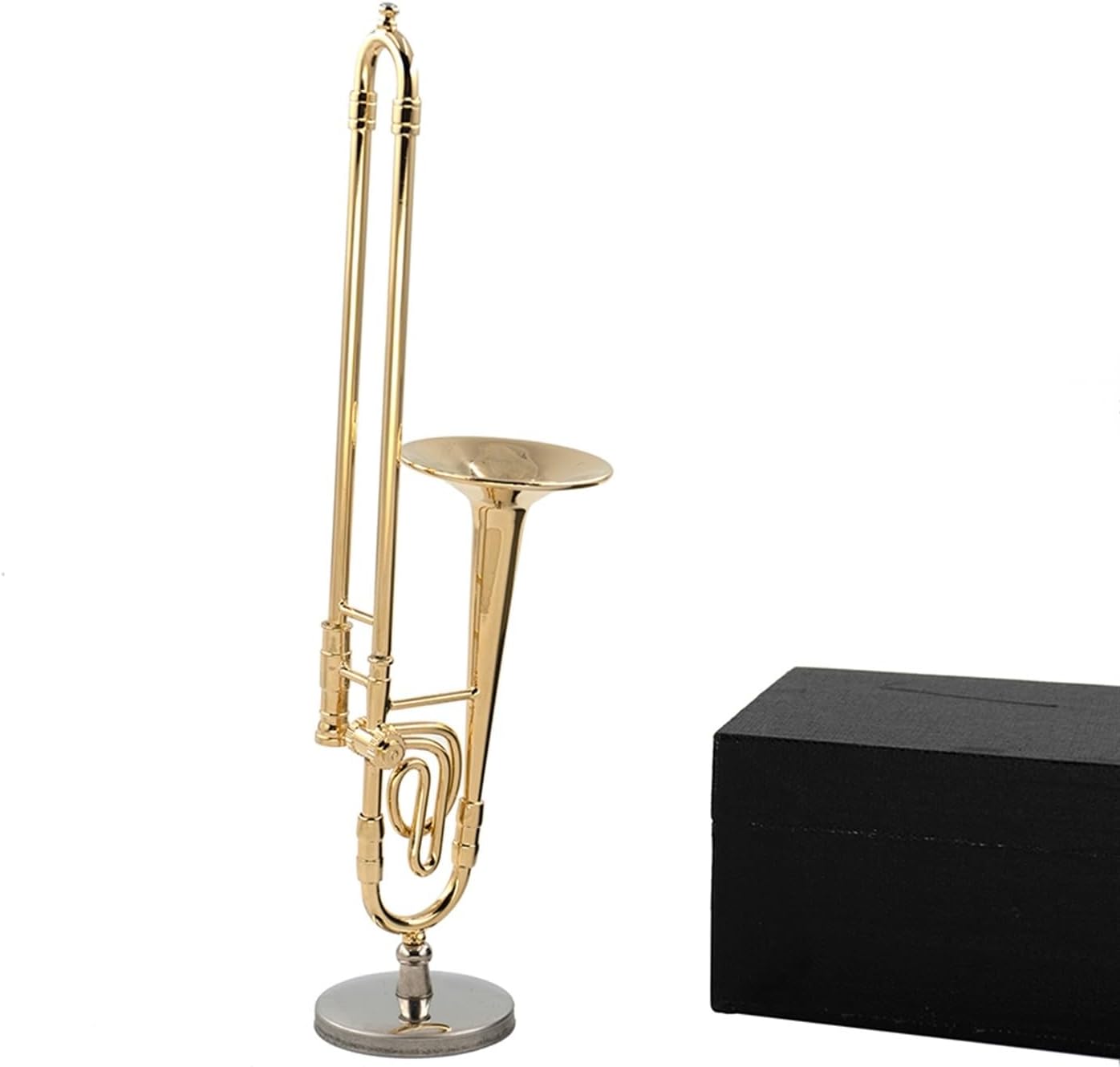 Musical Ornaments Decoration Golden Miniature Copper Trombone Model with Support Mini Decorative Ornaments for Room (Color : 30cm)