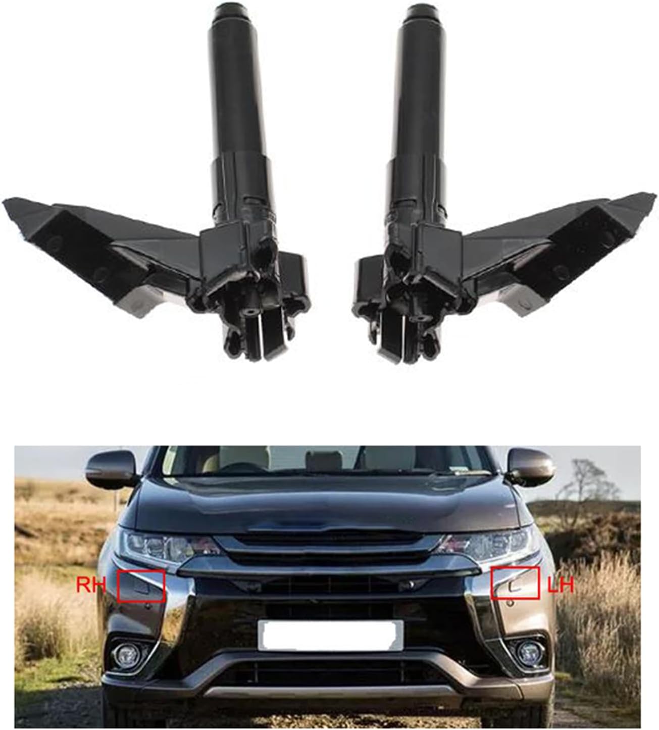 Car Headlight Washer Nozzle 2Pcs Car Headlight Washer Nozzle Head Light Cleaning Jet Pump Water Sprayer 8264A309 8264A310 for Mitsubishi for Outlander 2016-2019