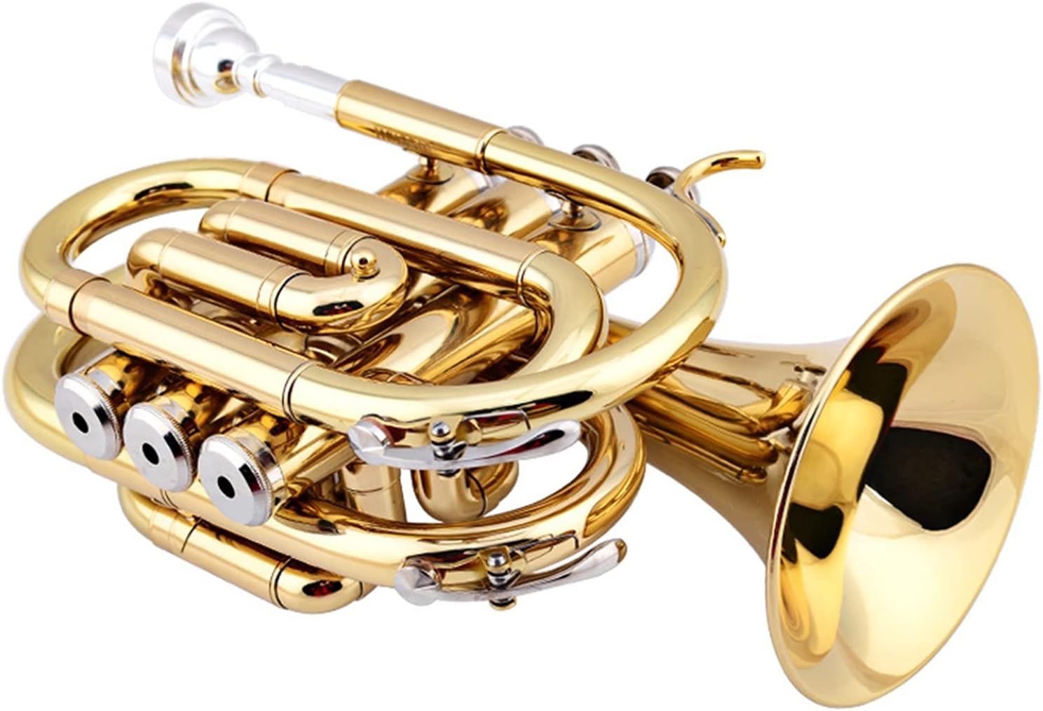B Flat Trumpet Wind Instrument Pocket Trumpet Brass Body Trumpet Set