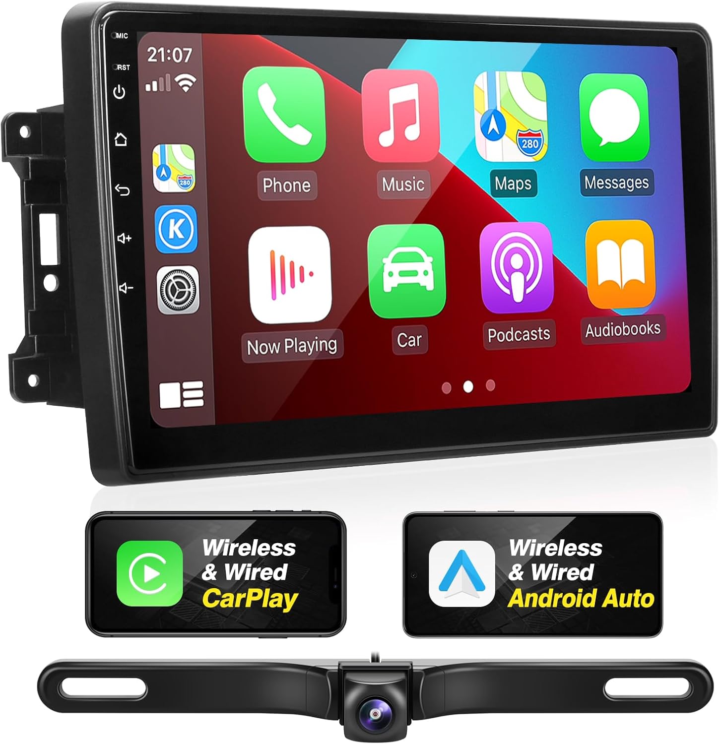 for Jeep Wrangler JK 2008-2017 Dodge RAM 2009-2012 Radio Compatible with Wireless Carplay Android Auto,Car Stereo Bluetooth Navigation Multimedia Player GPS FM AM Backup Camera Head Unit