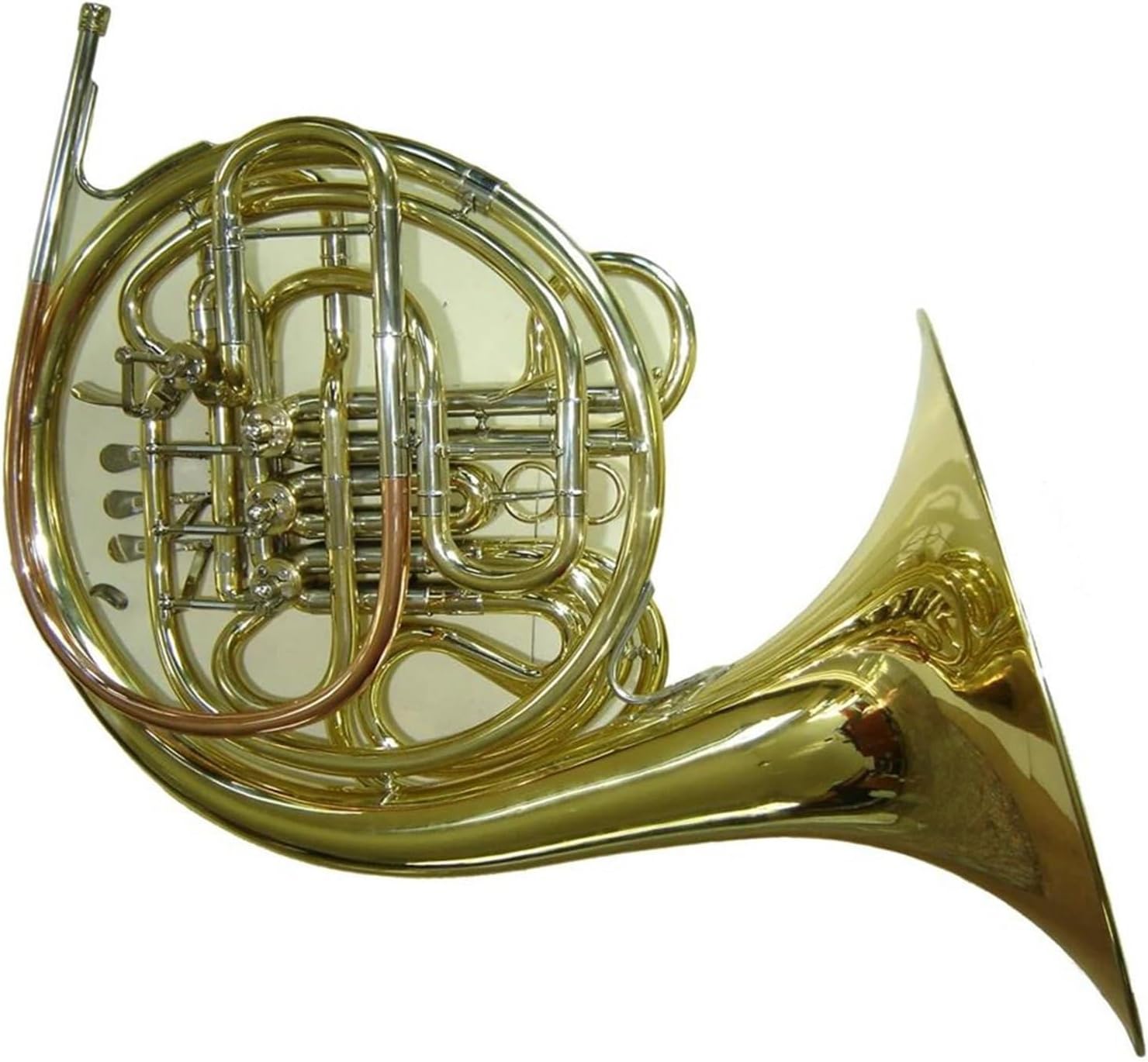 Brass French Horn Gold Lacquer Brass Leadpipe Cupronickel Tuning Pipe 4-key Double French Horn