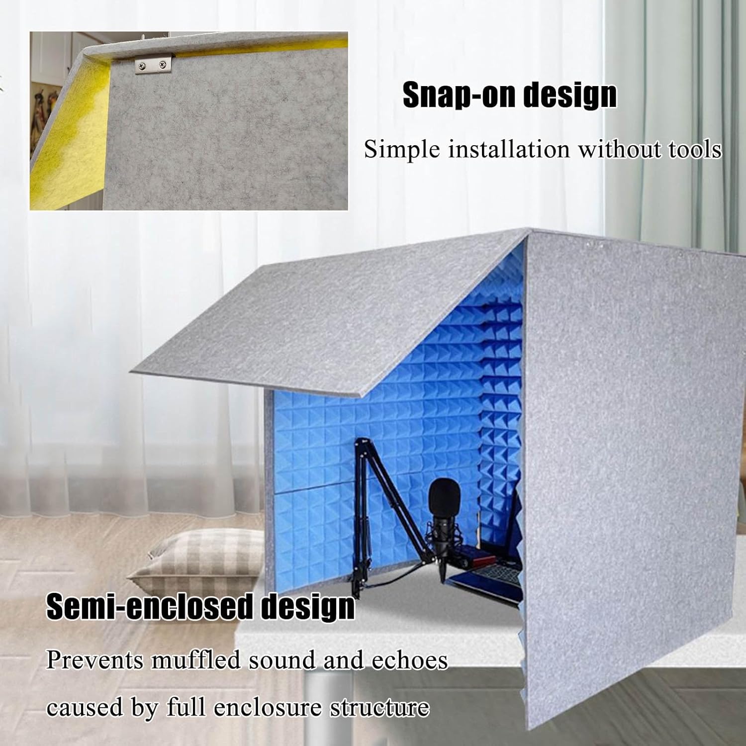 Portable Recording Studio, Microphone Desktop Soundproof Cover, Sound Absorbing Cover, for Studio Singing Broadcast (Red)