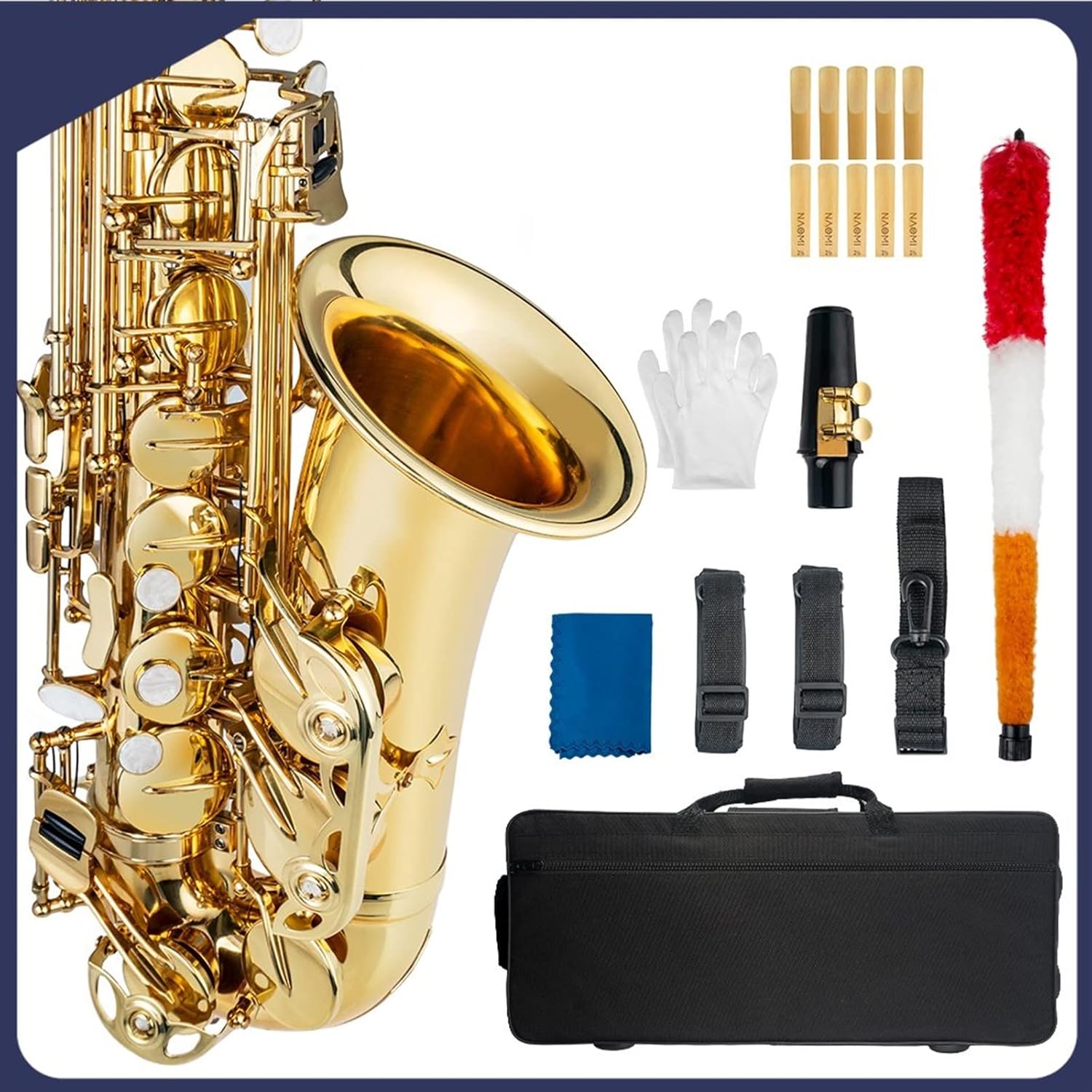 Professional Saxophone EB Alto Saxophone Brass Gold Lacquered E Flat Sax 802 F Key Woodwind Instrument