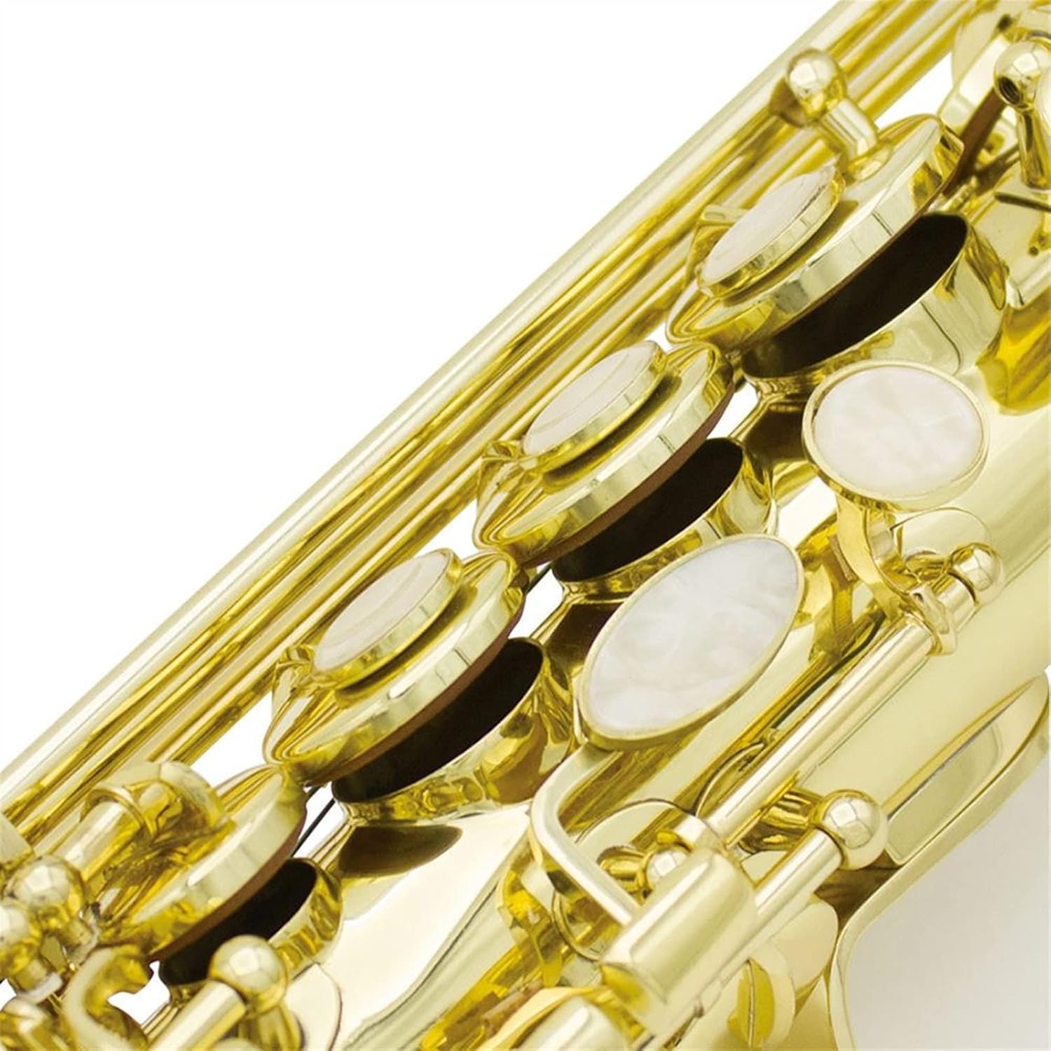 Brass Straight Saxophone B-Flat Abalone Key Saxophone Lacquered Gold Engraving Woodwind Instrument with Case