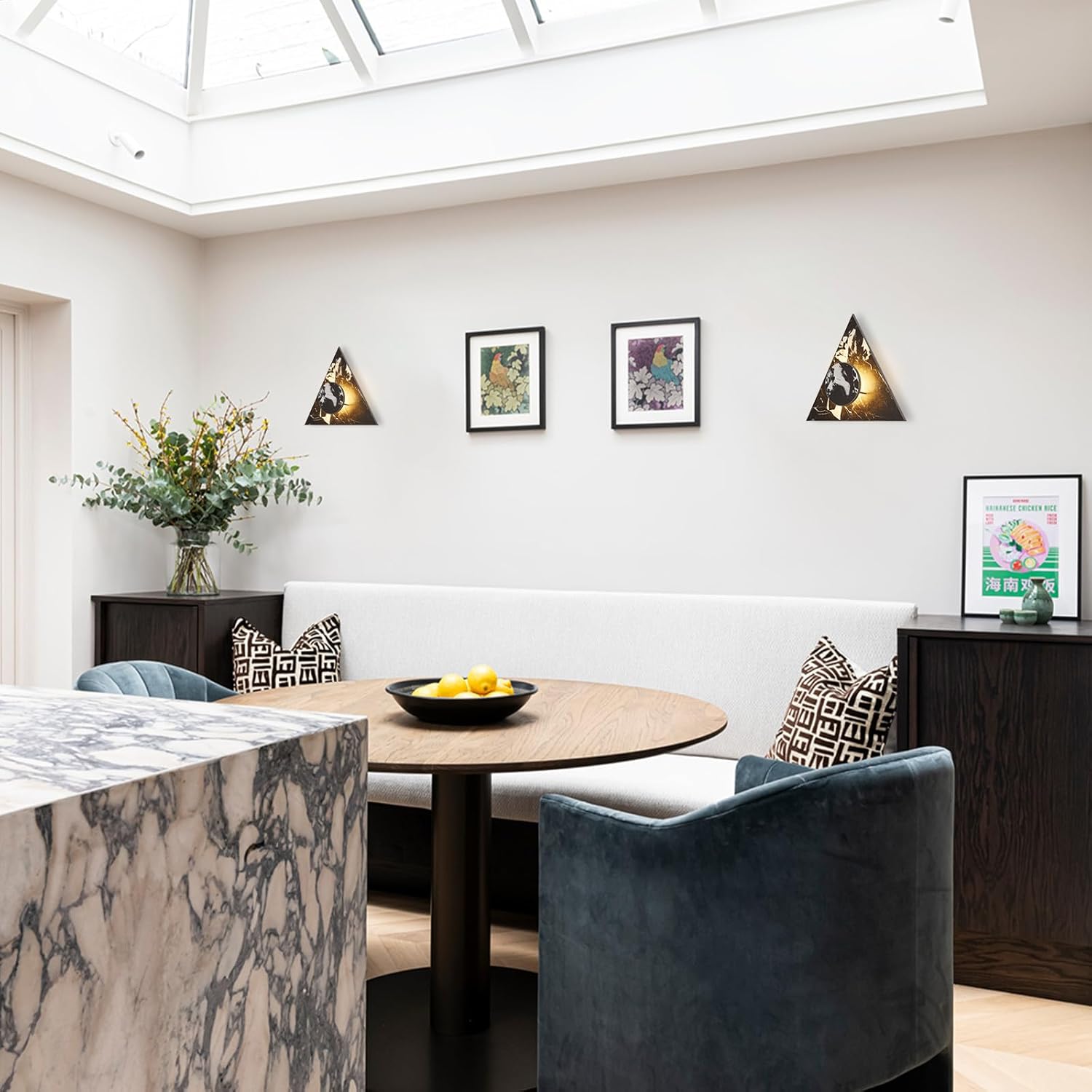 Nordic Style Stone Wall Lamp, Natural Marble Lampshade Wall Sconce Metal Base Hardwired Indoor Wall Lights, 3000K 7W LED Modern Wall Mount Lamp for Living Room Bedroom Bedside Hallway Stairs