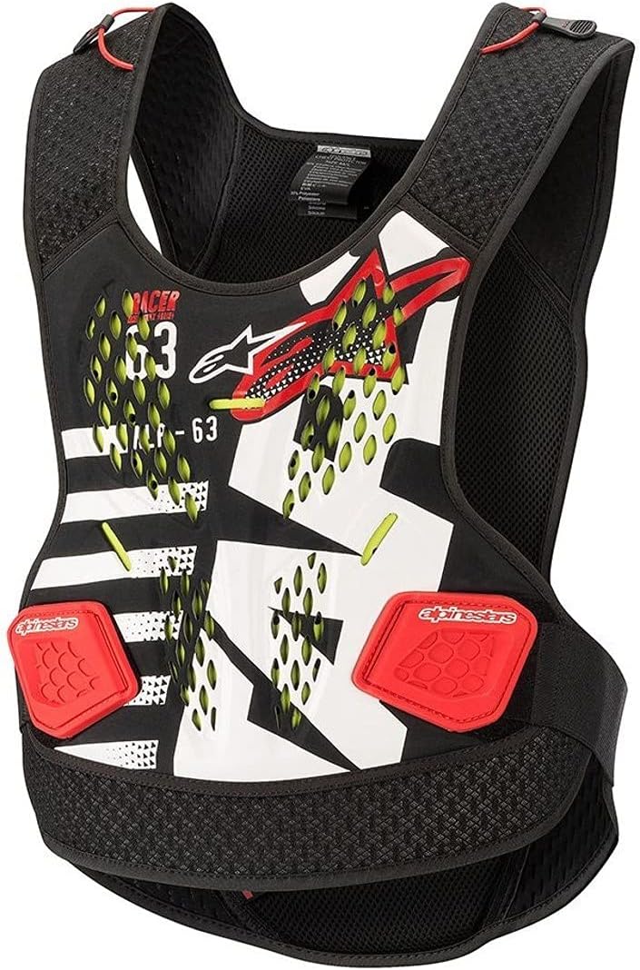 Alpinestars Sequence Chest Protector, Motorcycle Protection, Lightweight CE-Certified Body Armor, Soft Shell for High-Performance, XL/2XL, Black/White/Red