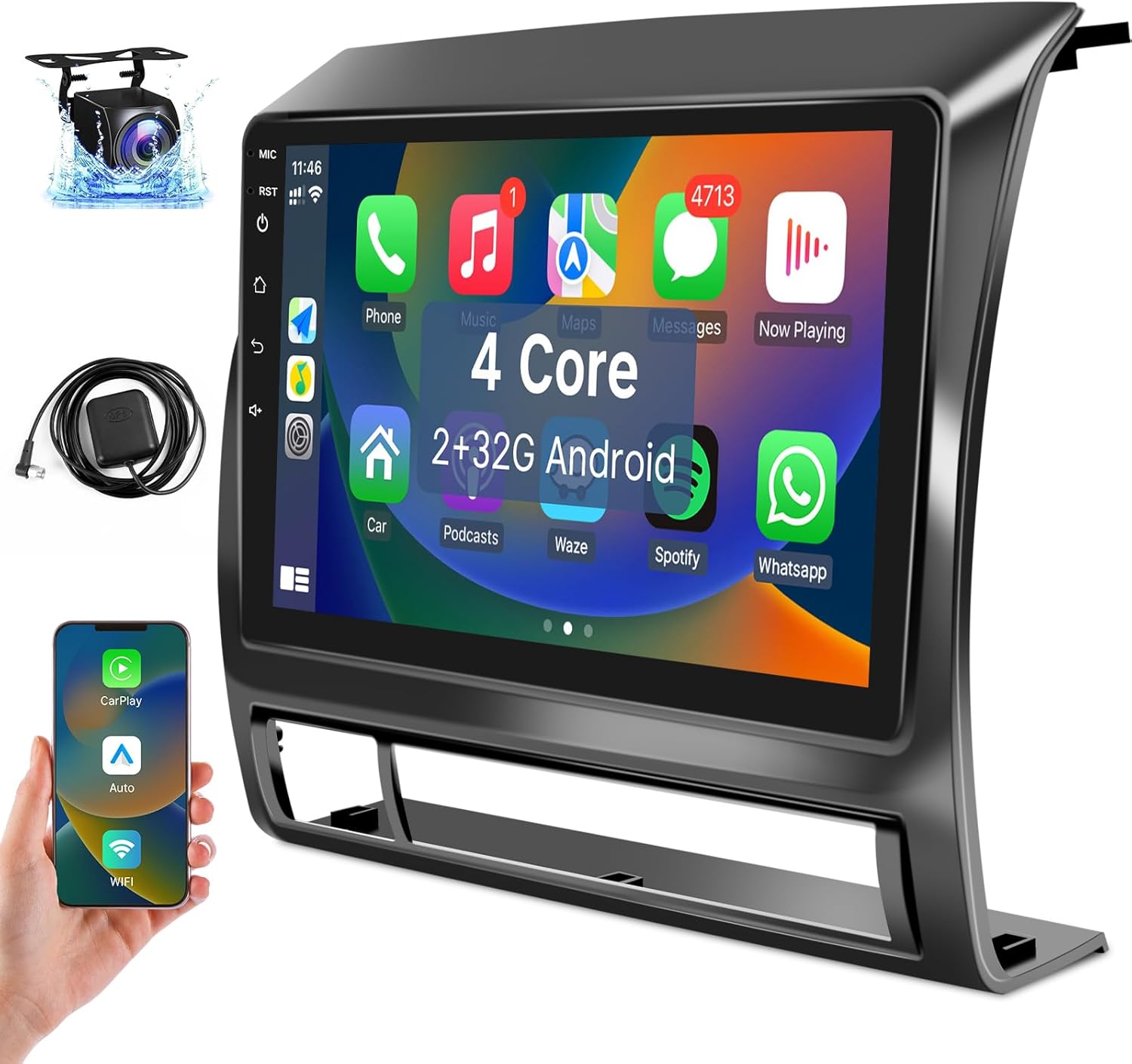 Leadfan Android Car Radio for Toyota Tacoma 2005-2015 Stereo Upgrade with Wireless Carplay Android Auto, 2+32G 9'' IPS Touchscreen in-Dash WiFi Bluetooth GPS Navigation Mirror Link SWC Backup Camera