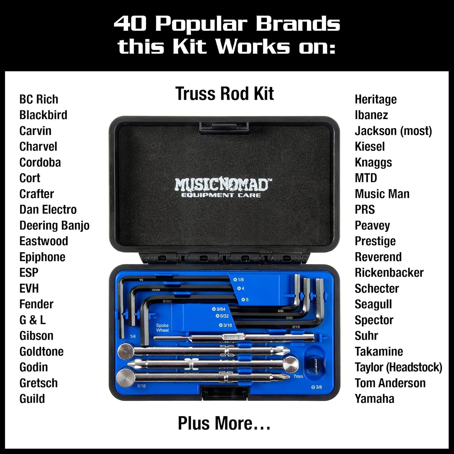 MusicNomad KEEP IT SIMPLE, SETUP (KISS)™ Starter Kit Bundle - 6 pc. Gauge Set, 26 pc. Guitar Tech Tool Set, 11 pc. Truss Rod Wrench Set (MN609)