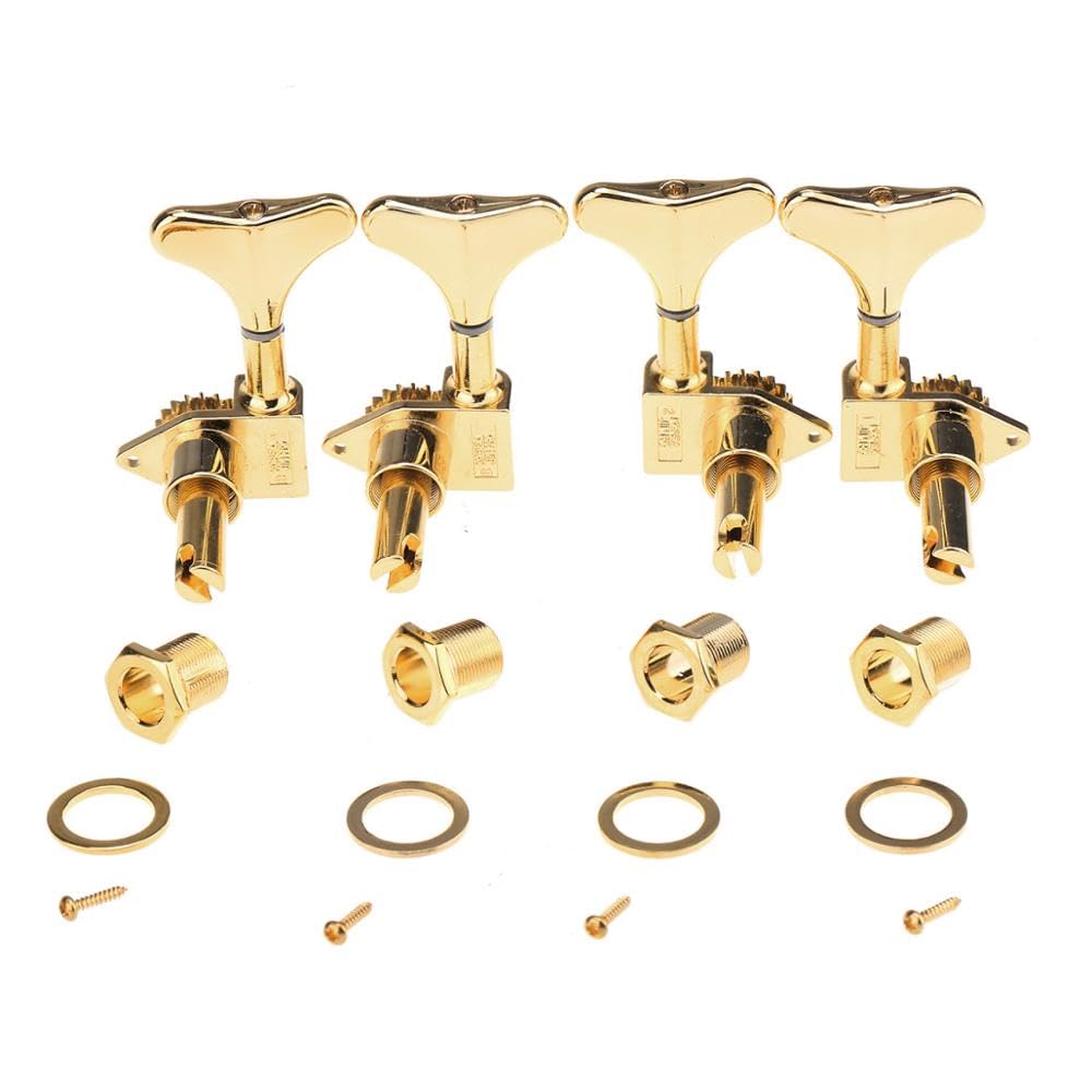 Guitar Part for 2R2L 20:1 Ratio Bass Tuners Machine S Tuning Pegs Keys Set for Ibanez Style Electric Bass, Gold