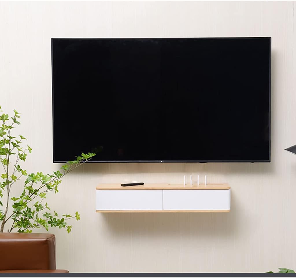 Corner Ledge Wall Shelf,Router Storage Box WiFi Router Box,WiFi Router Shelf Wall Mount Bracket TV Box Set-Top Box,Floating Shelf for TV Components,WiFi Router Storage Cabinet Wire Socket Or