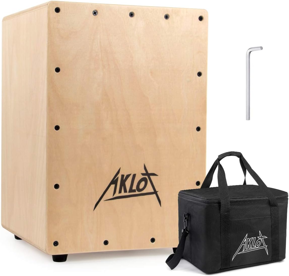 AKLOT Cajon,12 * 12 * 18 inch Box Drum Full Size Percussion Instrument Cajons with Internal Adjustable Snares Birch Wood Compact