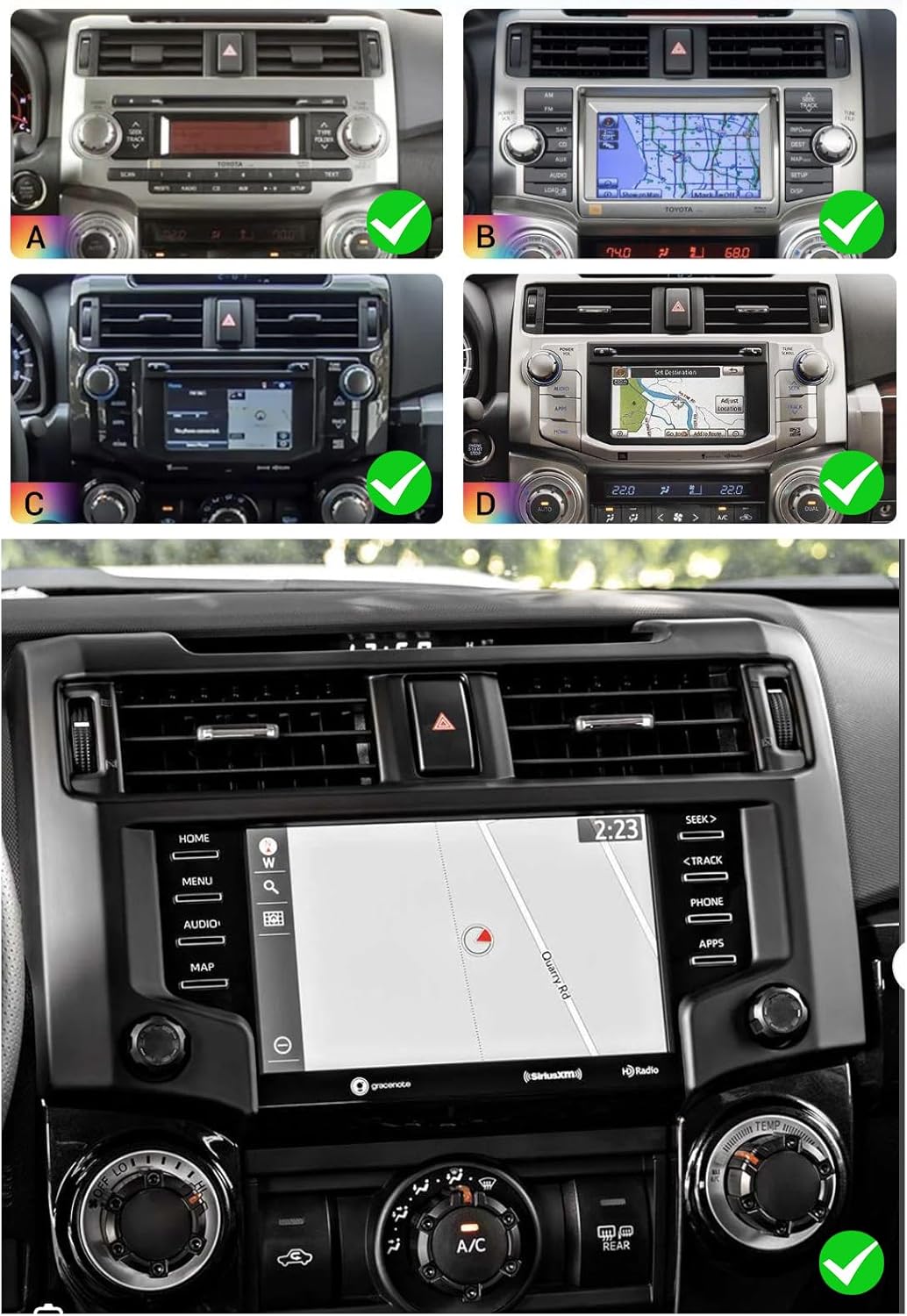 2+32G 9In Car Stereo for Toyota 4Runner 2009-2019 2018 2017 2016 2015 2014 2013 2012 2011 w/GPS Navigation with Carplay w/Android Auto Double Din Touchscreen Car Radio Receiver Backup Camera