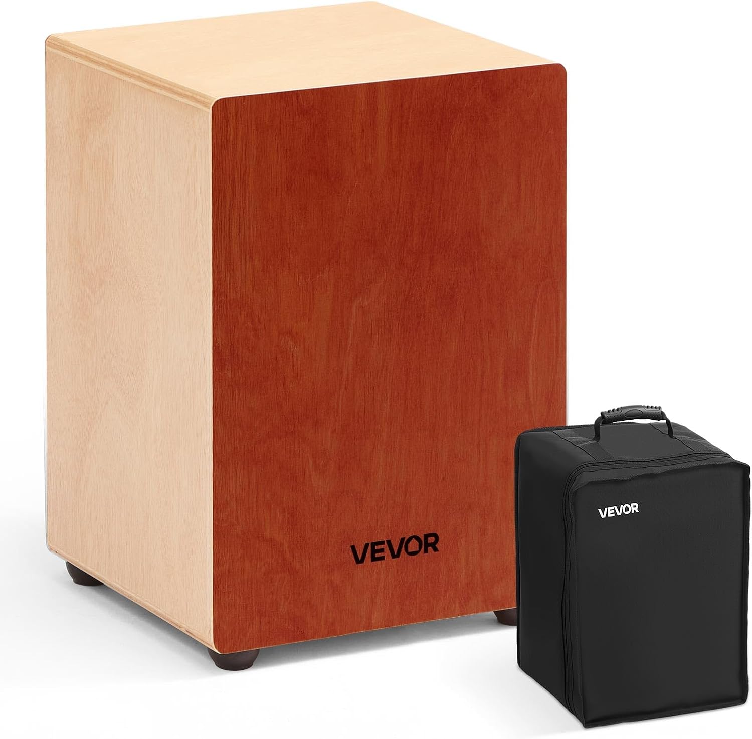 VEVOR Cajon Box Drum, with Internal Guitar Strings, Lightweight Wooden Percussion Box, Portable Birch Wood Drum Musical Instrument with Travel Bag, for Beginners and Professionals, 12 x 12 x 17 in