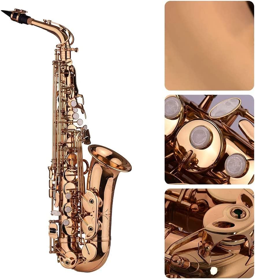 EB Alto Saxophone Sax Brass Material Wind Instrument with Carry Case Gloves Cleaning Cloth Sax Straps Tuner