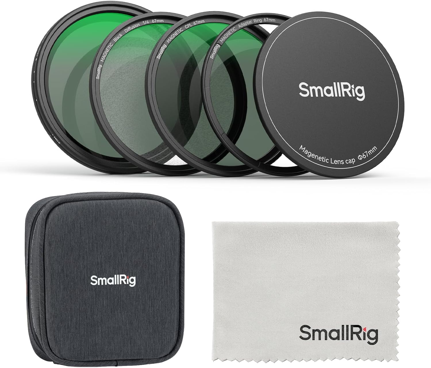 SmallRig 5-in-1 Magnetic 67mm Lens Filter Kit: VND + CPL + Black Mist 1/4 + Threaded Adapter Ring + Magnetic Lens Cover + Storage Bag + Cleaning Cloth, Magnetic Filter Set for Phone Camera Lens - 4726