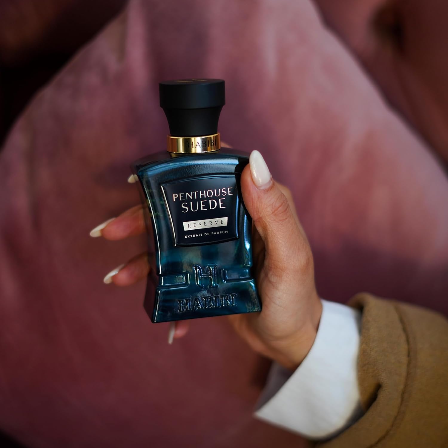 H HABIBI Penthouse Suede Extrait De Parfum – Cologne for Men & Perfume for Women, 2.5 oz Long Lasting Unisex Fragrance with Metallic & Crystal Amber Notes, Arabian Scent