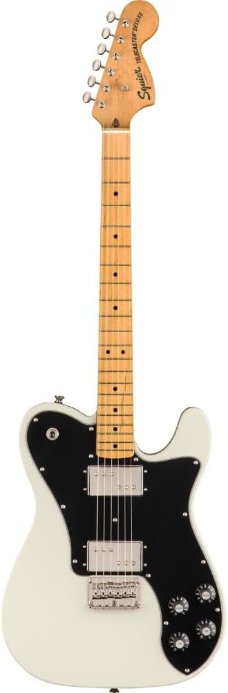 Fender Squier Classic Vibe 70s Deluxe Telecaster Electric Guitar, Olympic White, Maple Fingerboard