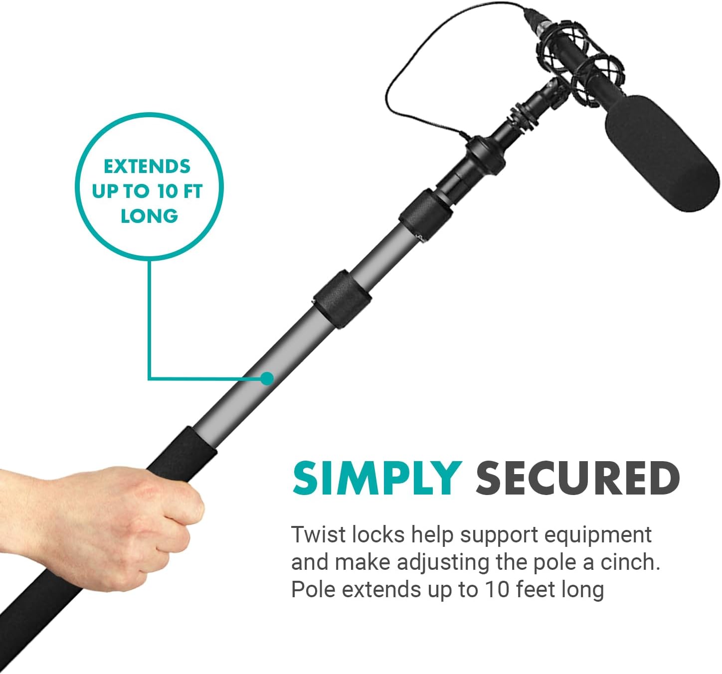 Movo Location Sound Recording Kit with Blimp Microphone, XLR Cables, Boom Pole Extension - Cardioid Shotgun Camera Microphone - XLR Microphone Cable for Audio Recorders - Perfect Boom Mic Bundle