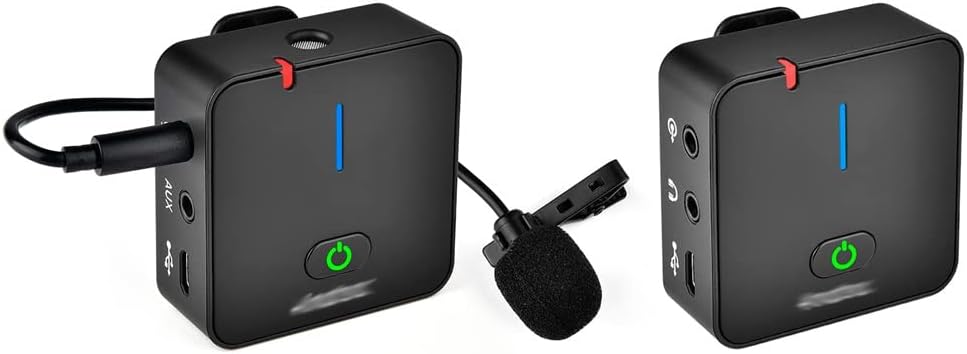 2.4G Recording Microphone Transmitter Receiver Clip-on Lavalier Mic for Smartphone Camera Video