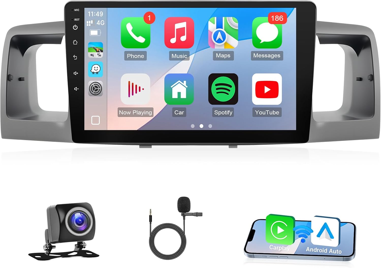 Leadfan Car Stereo Radio for Toyota Corolla 2003 2004 2005 2006 2007 2008, with Wireless Carplay, Android Auto, FM, Plug and Play Wiring Harness, Not Fit for J-B-L Version, GPS Navigation, SWC,MIC