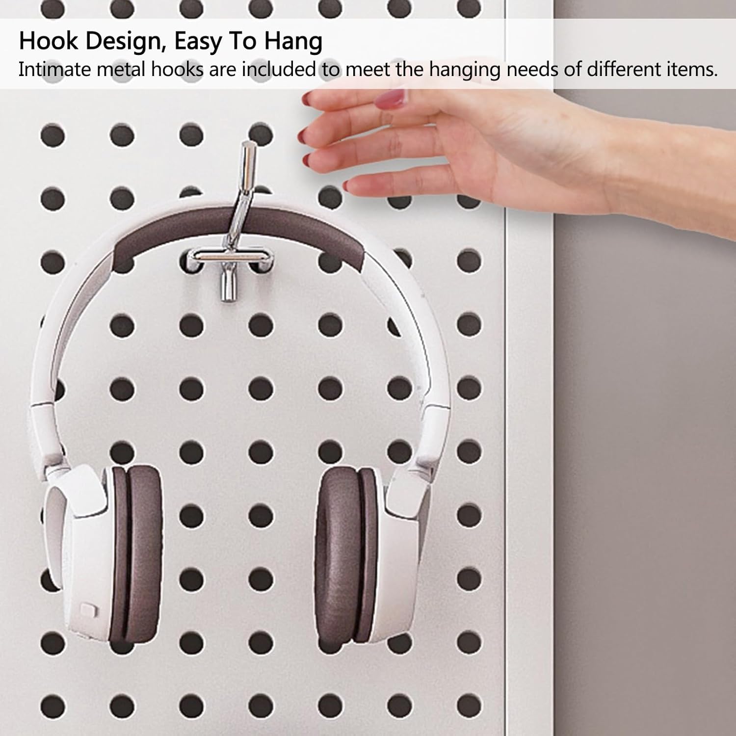 Wall Shelves Pegboard Wall Organizer, Wall Mount Display Steel Peg Board Panel Kit With 10 Hooks, Home Office Bedroom Garage Hanging Modular Combination Shelf (Color : Black, Size : 100x40x2cm)