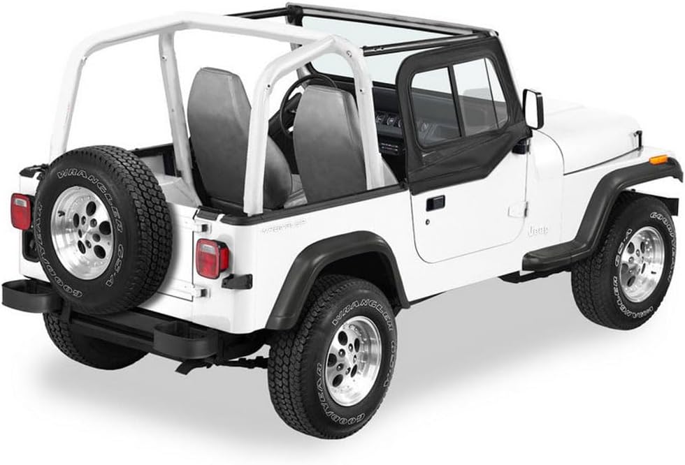Bestop Upper Door Sliders - Jeep '97-06 Wrangler TJ (Black Denim; Dual Sliding Window)