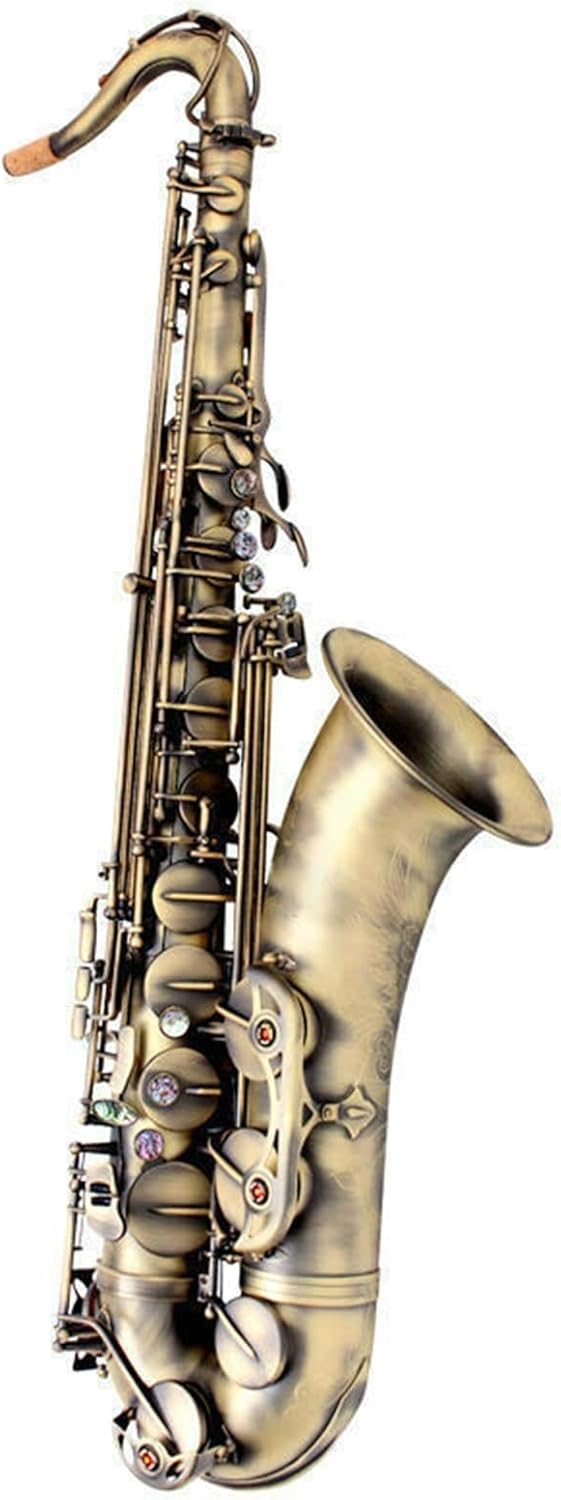 Saxophone B Flat Tenor Wind Instrument Advanced Performance Antique Gold Full Body Carving