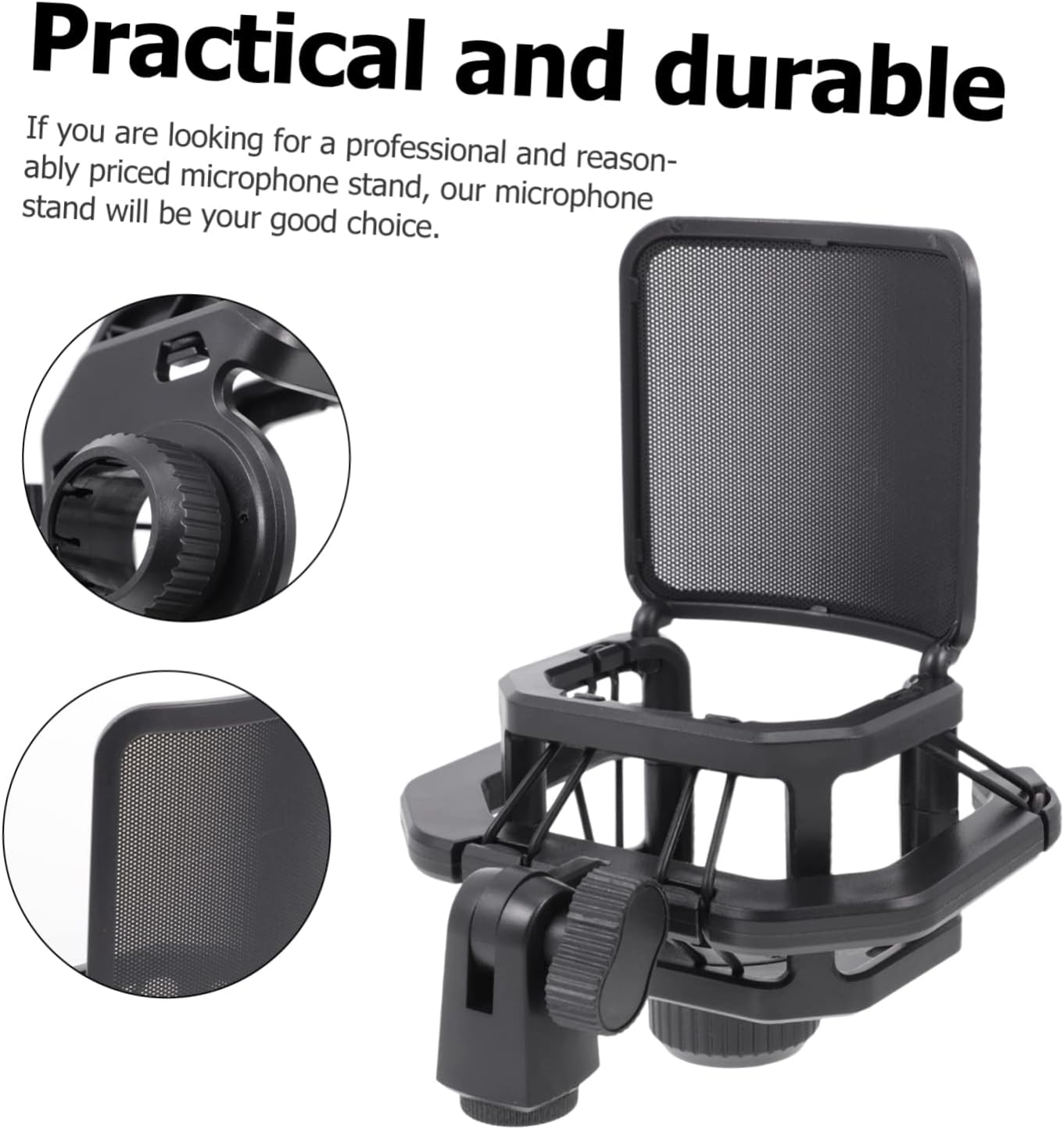 1pc Studio for Gaming Screen Mic Stable Support Condenser Quakeproof Laptop Streaming Portable Stand Desk Clip Desktop Abs Black with Base Rack Broadcast Universal Adjustable Stands