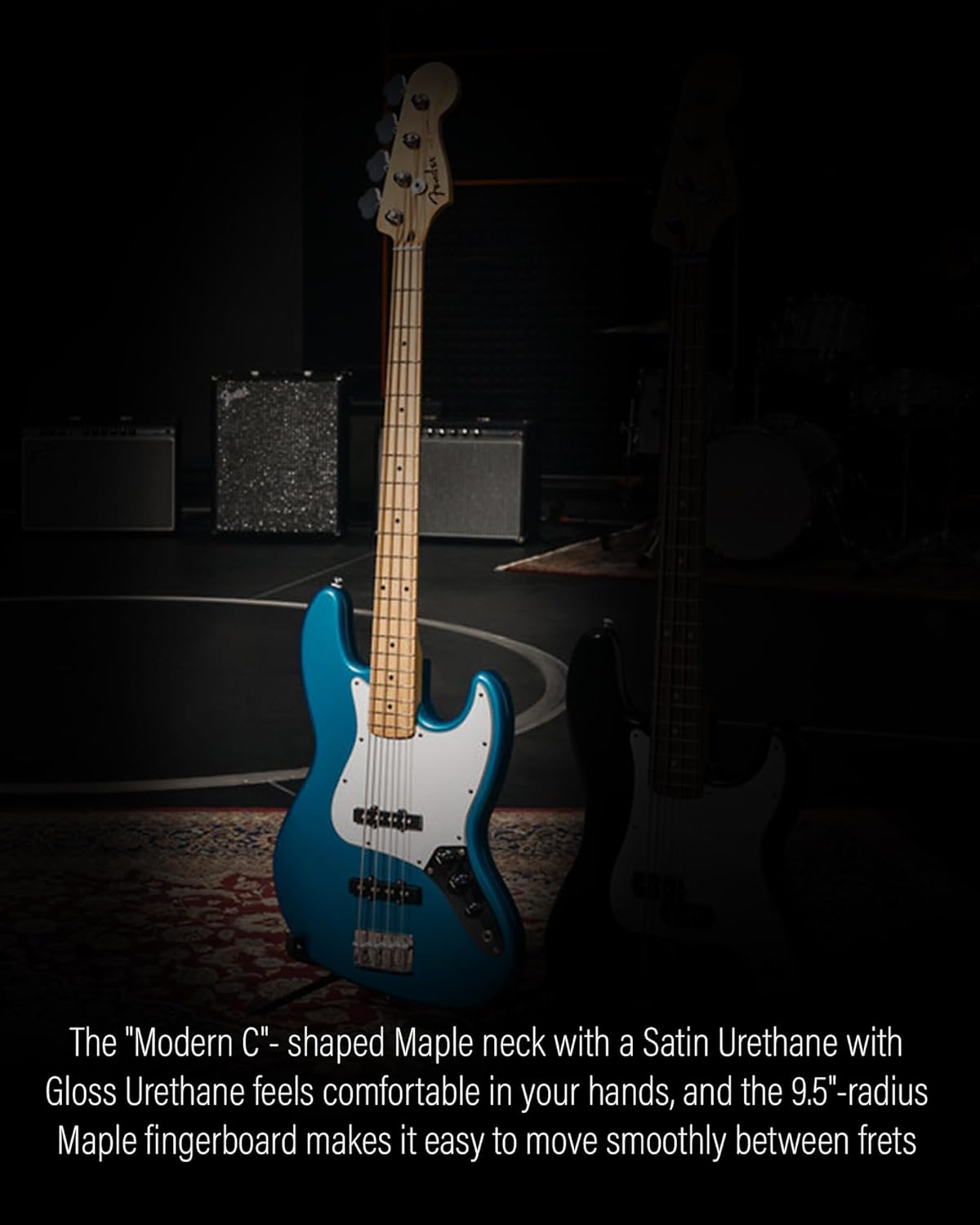 Fender Standard Jazz Bass - Black Bundle with Strap, Guitar Cleaning Kit and Austin Bazaar Instructional Video