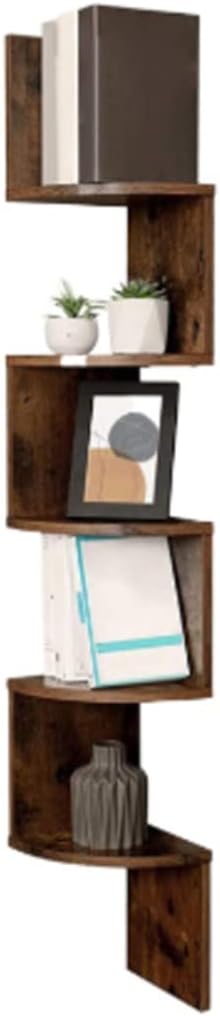 Shelves for Wall Decor Corner, Corner Shelf 5 Tier Floating Shelves for Wall, Wall Mount Corner Shelves Wood Wall Shelf for Bedroom Bathroom Living Rooms (Color : Brown)