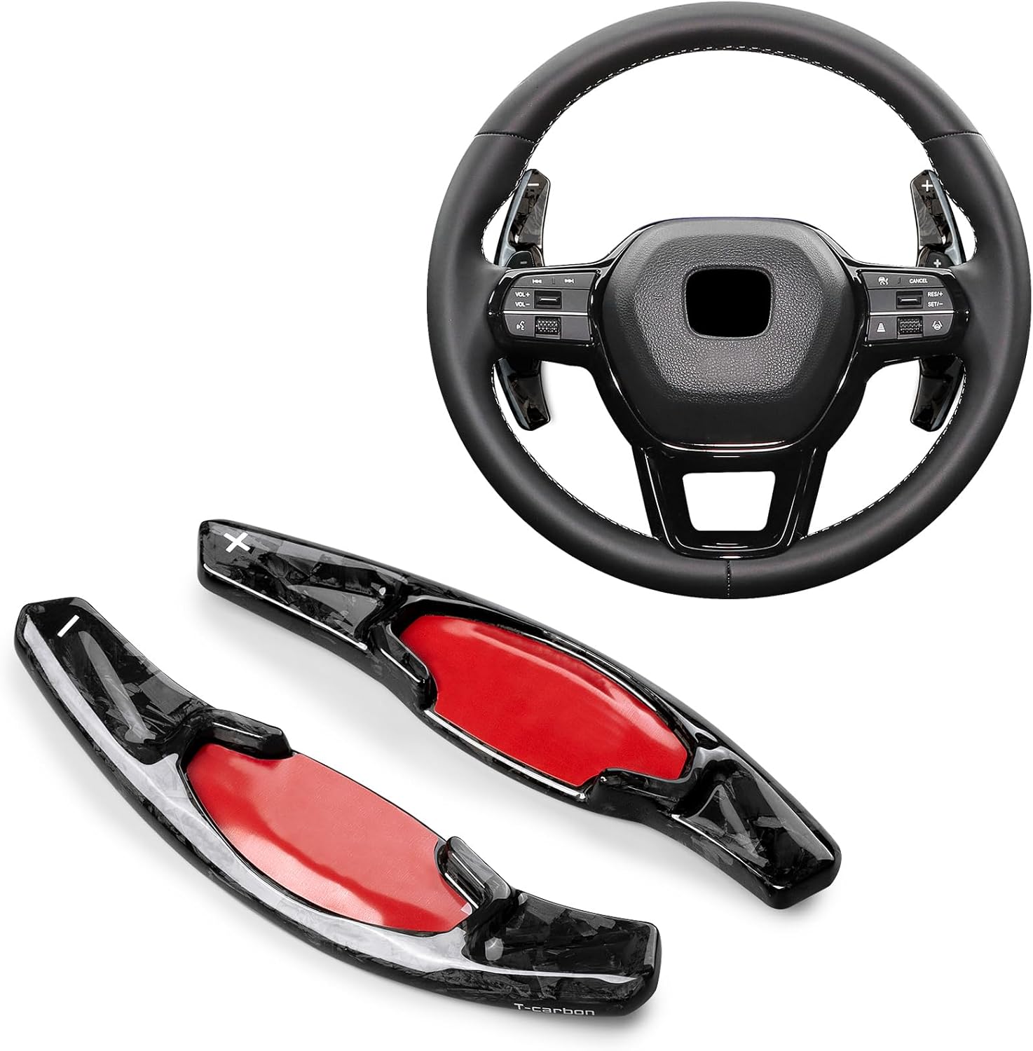 T-carbon Paddle Shifter Extensions Fits Acura Integra;Real Carbon Fiber Modified Steering Wheel Paddle Shifter Cover Trim Fits Honda Civic 2025 Accord CR-V 2024 Gear Decoration Stickers Accessories