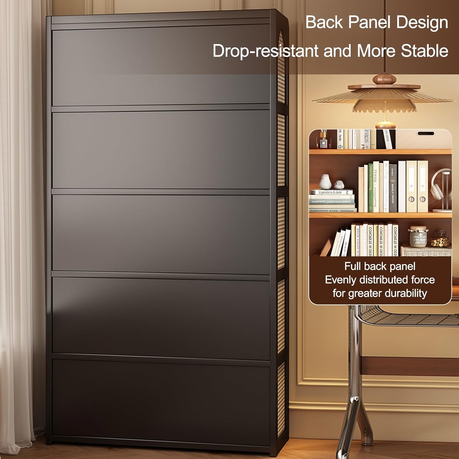 Open Bookshelf Corner & Straight Shelf Design Freestanding Display Rack Shelving Unit, Narrow Bookcase for Small Space Corner Bedroo, Office(Brown,84 * 123cm/33 * 48.4in)