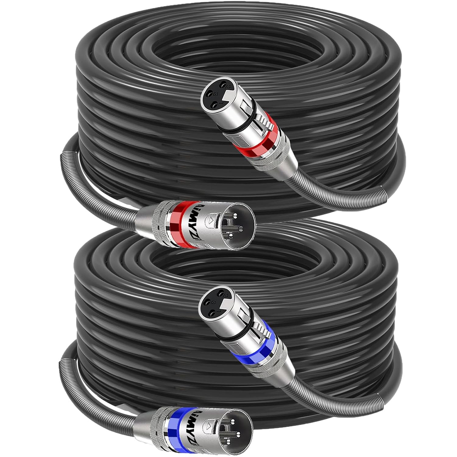 XLR Cable Microphone Cable 100 Feet 2 Pack Premium Balanced Mic Cable Pure Copper Conductors Heavy Duty Male to Female 3 Pin XLR Microphone Cable Zinc Alloy Connectors with Metal Spring