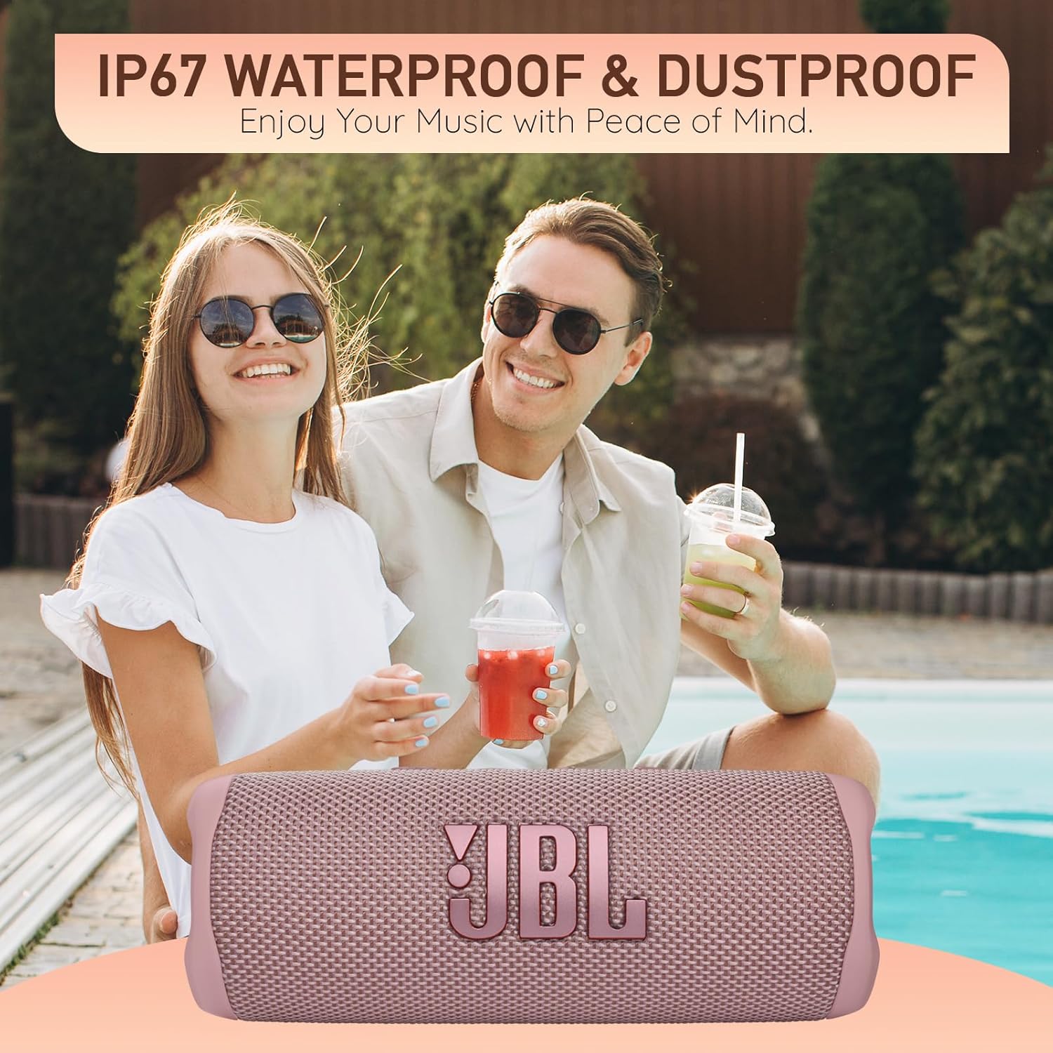 JBL Flip 6 Portable Bluetooth Wireless Speaker, IP67 Waterproof and Dustproof Built-in Battery - White - Boom h's Comprehensive Ultimate Performance Cloth Solution for Your On-The-Go Sound Experience