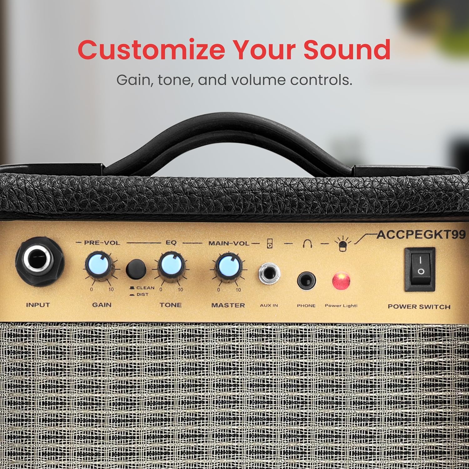 Portable Mini Electric Guitar Amp - 10 Watt Practice Instrument Amplifier w/ 5